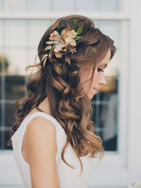 свадебная прическа на длинные волосы с цветами
