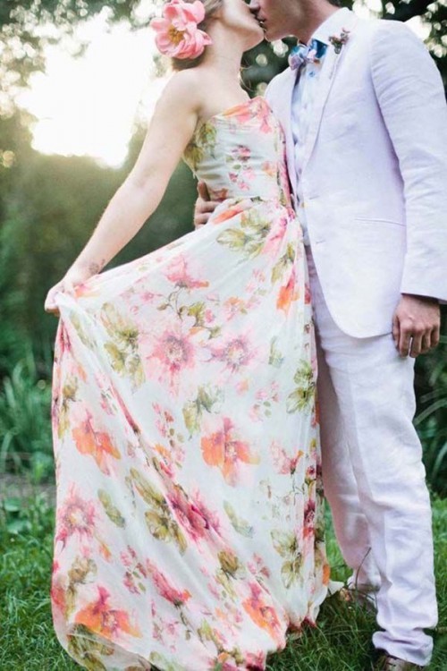 свадебное платье с цветочным принтом